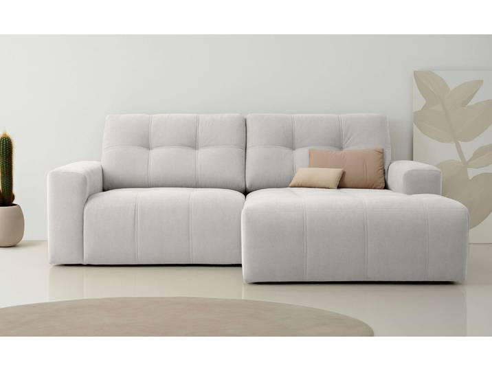 Ecksofa OTTO HOME Turnon, Lounge-sofa, Breite 221 cm , beige (creme), B:221cm H:84cm T:153cm, 100% Polyester, Sofas, Ecksofa, Chenille, mit Knopf- und Doppelsteppung, elegantes Aussehen