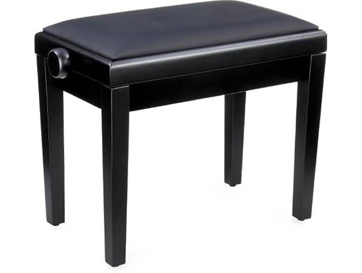 K&M Klavierbank 13923 - Verstellbare Klavierbank aus Holz mit Kunstleder-Sitz - Schwarz Matt