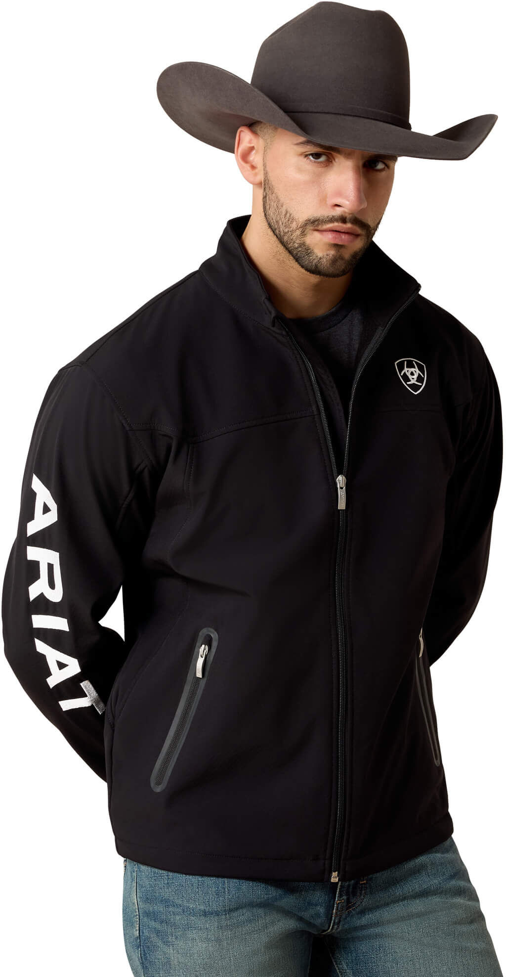 Men's New Team Softshell Jacket in Black, Size: Medium by Ariat