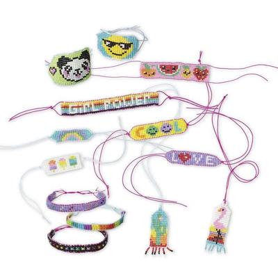 Bastel-Schmuckset für Kinder mit Perlen und Webrahmen (13 Schmuckstücke)