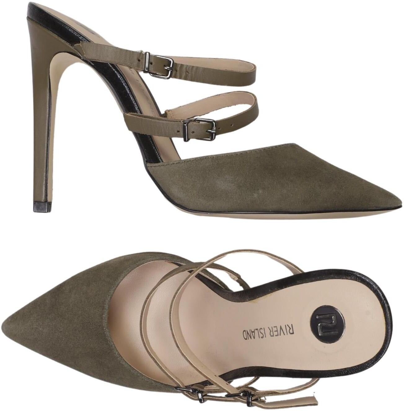 River Island Damen Pumps, Grün, Gr. EU 35,5 (UK 3), Leder - Second Hand