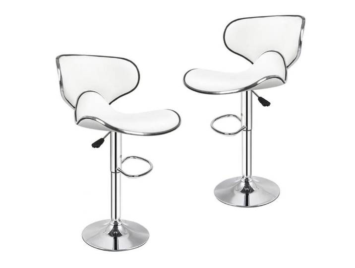 MIPAN. Lot De 2 Tabouret De Bar Réglable En Hauteur Chaise De Bar À Dossier Papillon Charge: 120 KG 46*49*85-105 CM Blanc