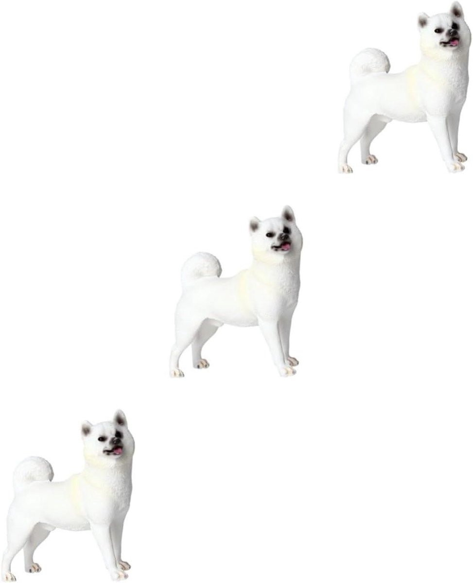 Set van 3 witte hond sculpturen voor bureau decoratie