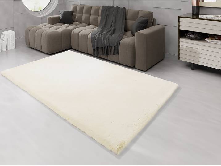 Tapis en fourrure Lavabile Extra Beige/Crème 140 x 200cm Fourrure synthétique