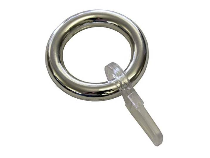 GARDINIA Gordijnringen voor gordijnroedes, voor valletjes, inclusief gordijnhaak, 10 stuks, breedte ring: 6 mm, kunststof, chroom