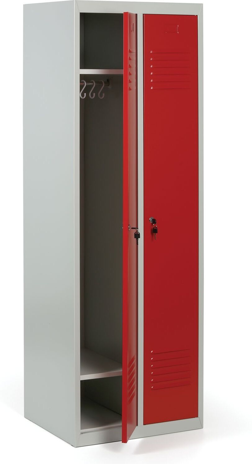 B2B Partner Szafka ubraniowa S2, 2-drzwiowa, 1800 x 600 x 500 mm, zamek cylindryczny, drzwi czerwone