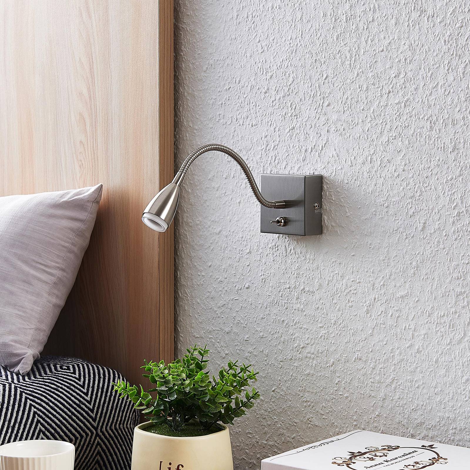 LED Wall Light Jolka Lindby, Alu / grey / zinc, Bedroom, metal, Modern, Wall Light