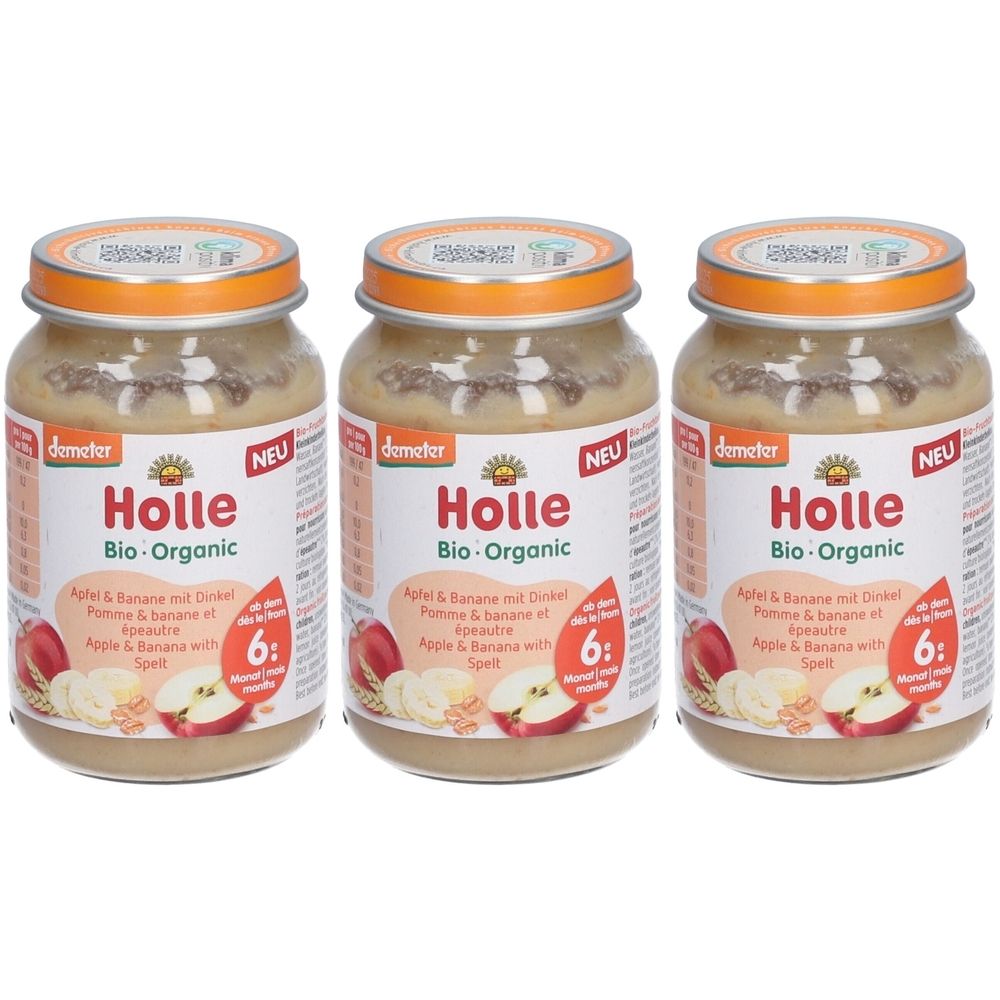 Holle Apfel und Banane mit Dinkel x3 3x190 g Set