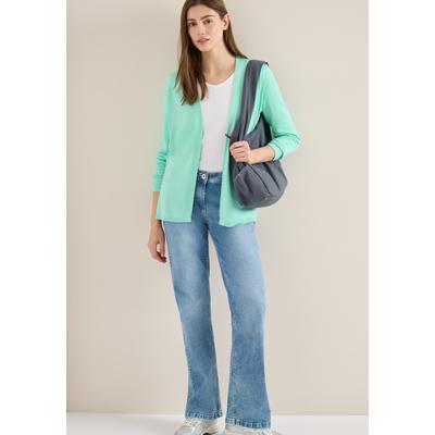 Cardigan CECIL, Damen, Gr. L (42), grün (jelly mint), Web, 60% Baumwolle, 40% Viskose, unifarben, comfort fit normal, ohne Ausschnitt, Rippbündchen, Strickjacken, Feinstrick