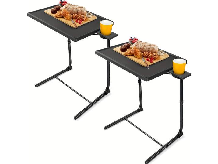 Paquet de 1/2 table pliante réglable – Plateau pliant, 6 réglages de hauteur et 3 réglages d'angle d'inclinaison, parfait pour une utilisation en restaurant.