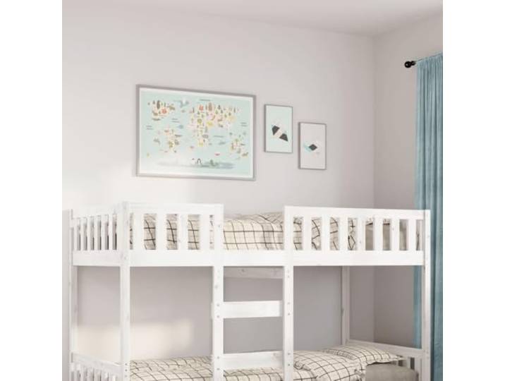 RJPLMFV Kinderbett, 90 x 190 cm, Weiß, massives Kiefernholz Ohne Matratze, Lattenrost inklusive, Sicherheitsbarrieren, Schlafzimmer