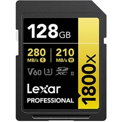 Lexar Professional 1800x (2 Pack) (128 GB, SDXC, U3, UHS-II), Speicherkarte, Schwarz