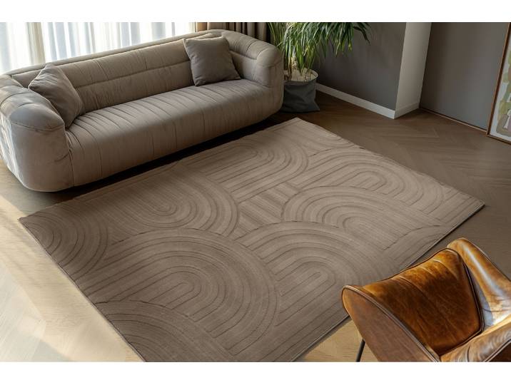 Teppich OBSESSION Interstellar 501 , grau (taupe), B:160cm H:25mm L:230cm, Polyester, Teppiche, Teppich, Uni Farben, modernes Design, Hoch-Tief Effekt, Wohnzimmer
