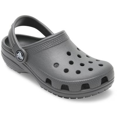 Clog CROCS "Classic Clog K", Jungen, Gr. 19, Croslite™, grau, unifarben, Schuhe Clog, Hausschuh, Schlappen, Strandschuh, Sandale mit Fersenriemen