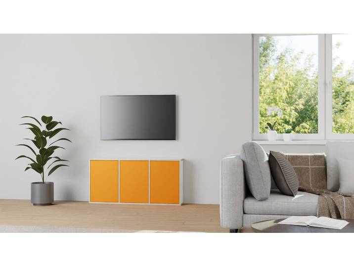 Stylishes 20 cm tiefes Sideboard Premium Dekore Weiß Multiplex Kante