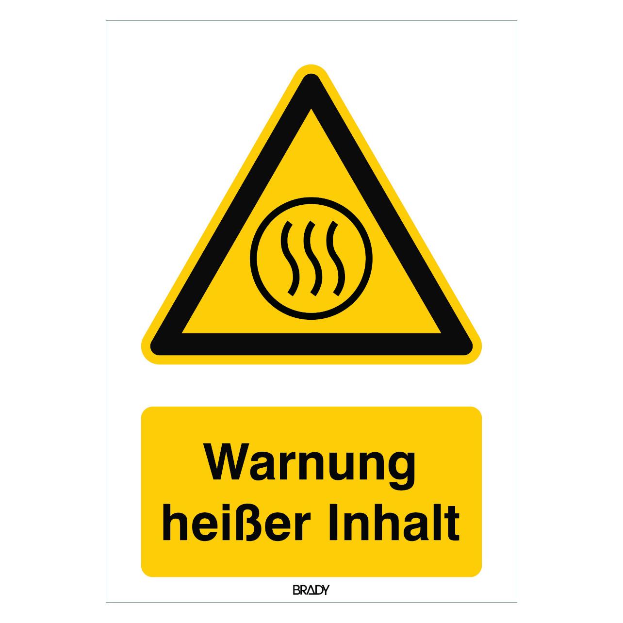 Brady W/W079/DE438-PE-297X420/1, ISO-Sicherheitsschild - Warnung heisser Inhalt (319554)
