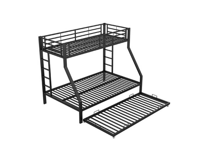 EXTSUD Etagenbett Metall 90x200 cm – Ausziehbar, Leiter, stabil & sicher, Jugendliche, Kinder, einfach zu montieren, 90(140)x200cm
