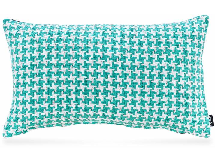 Dekokissen H.O.C.K. Channy Pictave , blau (blau, gemustert), B:50cm H:10cm L:30cm, Baumwolle, Dekokissen_Sitzkissen_Kissenhüllen, Dekokissen, mit Pepita-Muster, Wendekissenhülle mit Füllung, 1 Stück