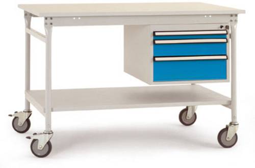 Manuflex BB5387.2001 Komplett-Beistelltisch BASIS mobil mit Kunststoff-Platte + Gehäuse-Unterbau, BxTxH: 1500 x 800 x 850mm