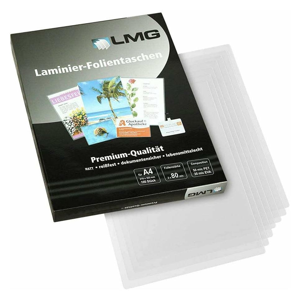LMG 100 Laminierfolien matt für A4 (A4-80M) (A4, 100 Stk., 80 µm) (LMGA4-80M)
