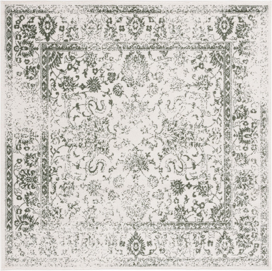 ClassicLiving Floral Area Rug Green;Ivory Square 183cm