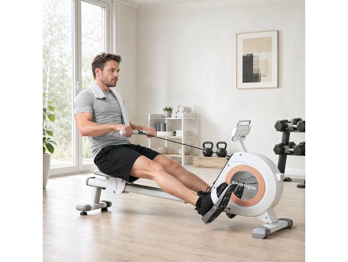 SPORTNOW Rameur Magnétique 16 Niveaux avec Écran LCD, Rangement Vertical