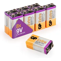 GP - 8er-Pack 9V Alkaline-Batterien (MN1604 / 6LR61) - Ausgezeichnete Haltbarkeit und Leistung - 9 Volt / PP3 / 6LR61 / MN1604