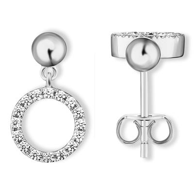 Paar Ohrhänger ONE ELEMENT "Zirkonia Kreis Ohrringe Ohrstecker aus 925 Silber", silber, Ohrringe, Damen, Damen, Silber 925 (Sterlingsilber), Zartes Emblem – unaufdringlich und dennoch ausdrucksstark