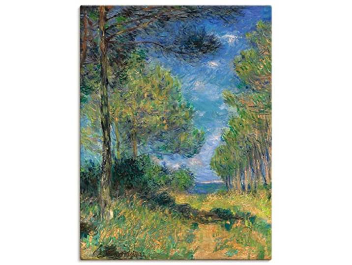 ARTLAND Wanddeko Leinwand Bilder Wandbild 60x80 cm Natur Bäume Gräser Sommer Nadelbäume in Varengeville 1882 Impressionismus Claude Monet T7CB