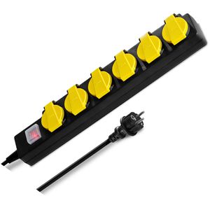Trotec Steckdosenleiste mit 2m Kabel, 6-fach in schwarz, mit Schalter