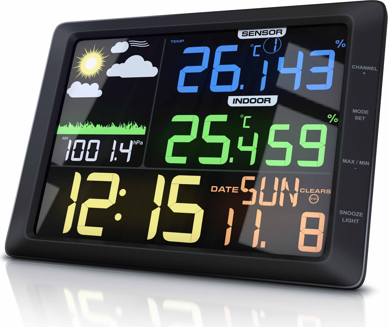 Bearware Weerstation met buitensensor, LCD-kleurendisplay en weersvoorspelling