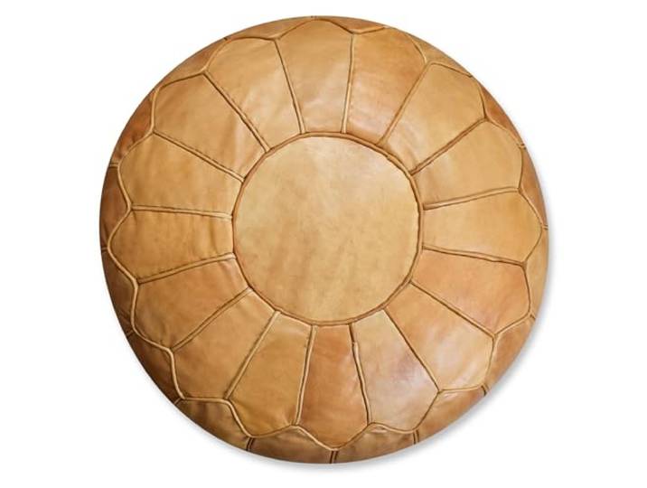 Poufs&Pillows Premium XL Echtleder Pouf - Handgefertigt - gefüllt geliefert - Ottoman Sitzsack Fußhocker (Natürliche)
