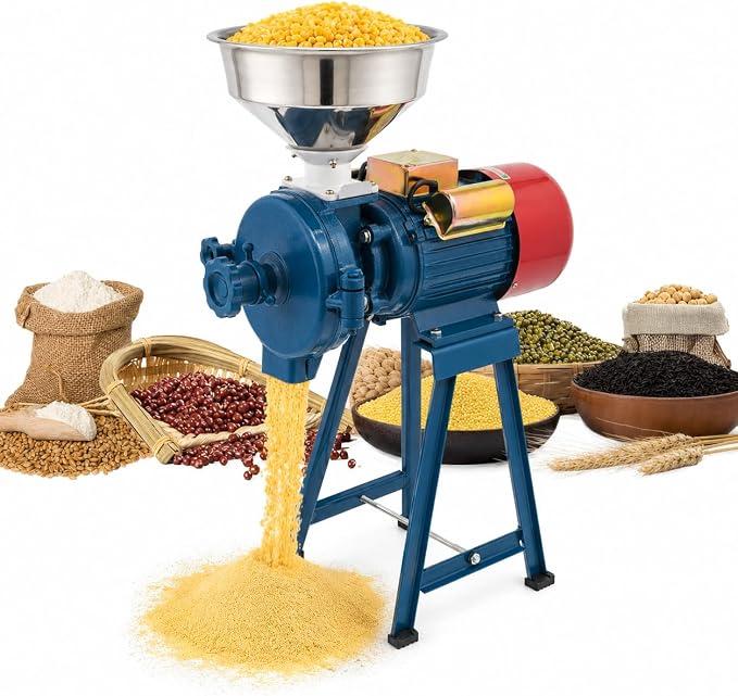 2200W Elektrisch Getreidemühle Gewürzmühlen, Kornmühle Schrotmühle mit Trichter,Hochleistungs Futtermehl Müslimühle für Mais, Reis, Weizen, Sorghum, Kaffeebohnen