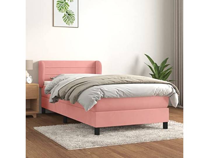RJPLMFV Lattenrost, Matratze, Rosa, 80 x 200 cm, Velours Verstellbarer Kopf, Taschenfedern, mittlere Unterstützung, weicher Matratzenschoner