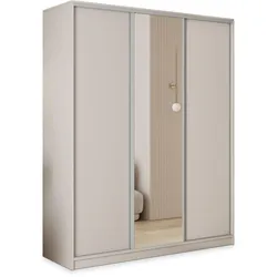 SCHWEBETÜRENSCHRANK TARI 150/205/58 cm 3-türig mit Spiegel und Schubladen Kaschmir