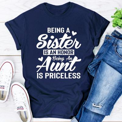 ForAllApparel Being A Sister Is An Honor Being An Aunt Is Priceless Navy S