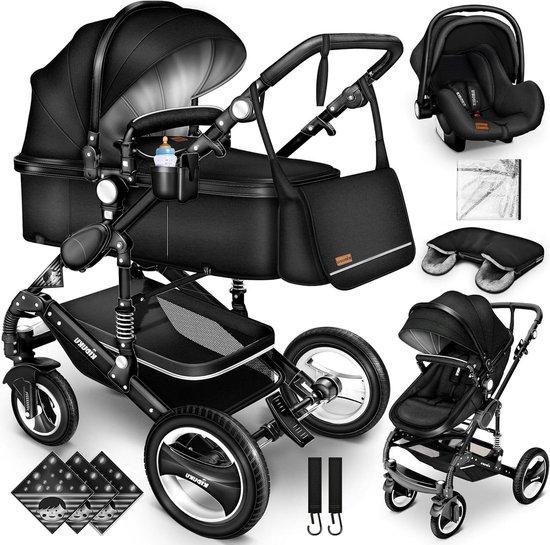 Kinderwagen-Set - Kombi-Kinderwagen - Transport für Babys - 3-in-1-Funktionalität - 87 x 65 x 112 cm - Schwarz
