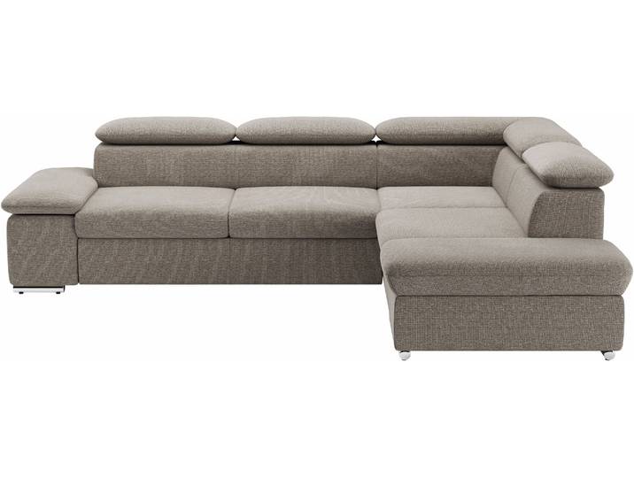 Ecksofa, 100% Polyester, Grau (Stone), 272×226 cm, Mit Bettfunktion & Verstellbaren Armlehnen, Sit & More