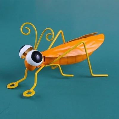 Inspire Curations Cute Metal Grasshopper Garden Decor Outdoor Wall And Tree Art Accent yellow