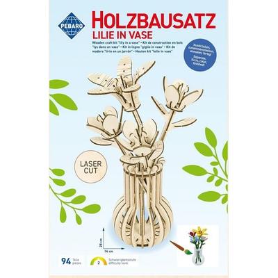 PEBARO 478/1 - Holzbausatz, Blumen/Lilie in Vase, 94 Teile, Holzkonstruktion zum Zusammenstecken