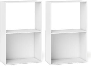 Costway Set of 2 3-Tier Bookshelf with Open Storage Compartment and Freestanding Display Shelf-White