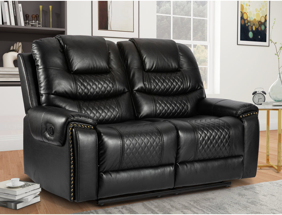 ClassicLiving Pauling Manual Recliner Sofa Black Faux Leather 2