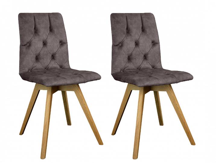 Esszimmerstuhl GOODPRODUCT Rania , braun (braun, eiche natur), B:45cm H:91cm T:55cm, Holzwerkstoff, Massivholz, Stühle, Esszimmerstuhl, Massivholzgestell, mit Knopfheftung