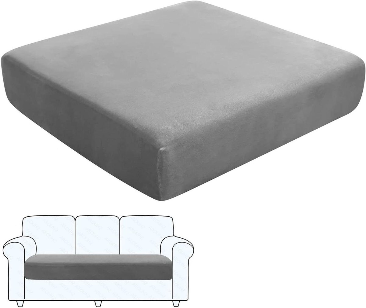 Grijs Stretch Fluweel Bankkussenhoes voor 3-zits Sofa
