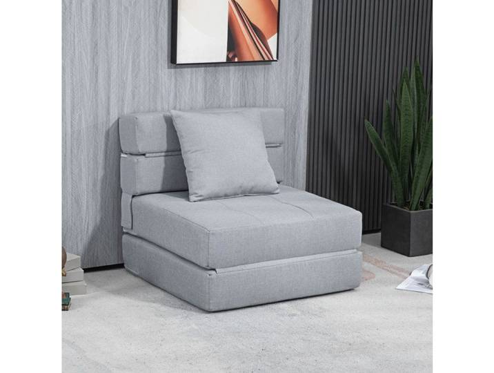 Fauteuil-lit pliable 2-en-1 1 place gris clair convertible en lit d'appoint coussin inclus 70 x 70 cm