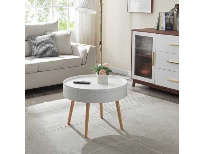 Table basse avec plateau amovible Bongard 45 x 60 cm blanc