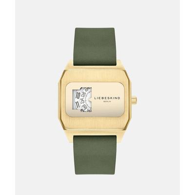 Quarzuhr LIEBESKIND BERLIN "Vinyl Vision", grün, Armbanduhren, Damen, Quarzuhr, Armbanduhr, Damenuhr, Lederarmband, analog