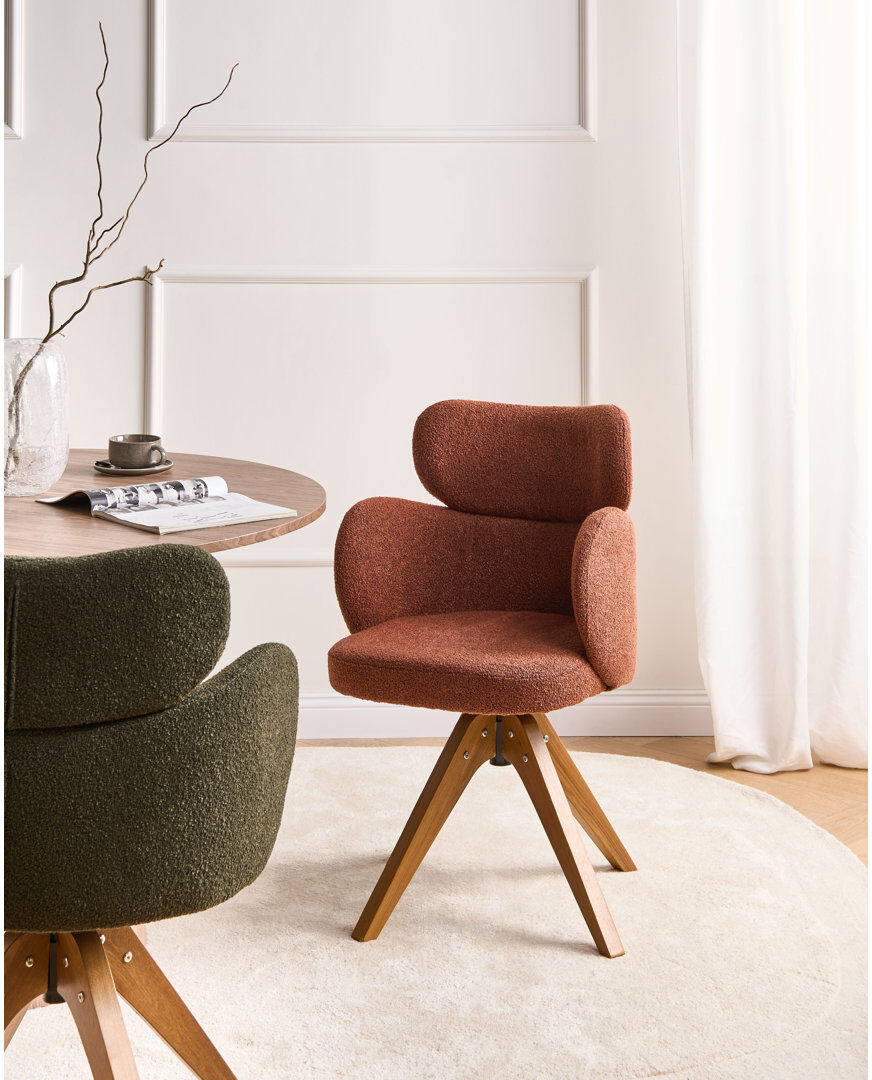 George Oliver 49 cm H Boucle Wing Back Side Chair Orange 85cm H X 60cm W X 66cm D