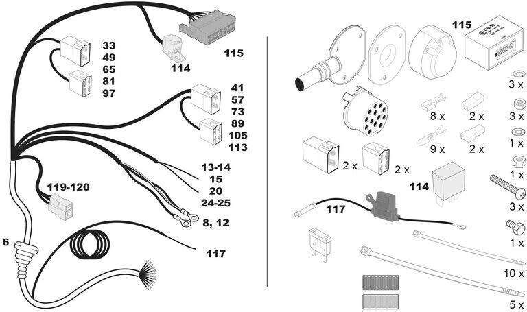 FAISCEAU SPECIFIQUE 13 BROCHES POUR DODGE AVENGER (01/07-12/14)