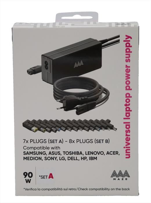 AAAMAZE Alimentatore Universale 90w Set A-nero